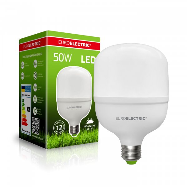 EUROELECTRIC LED Лампа сверхмощная Plastic T140 50W E40 6500K (12) LED-HP-50406/T140(P)
