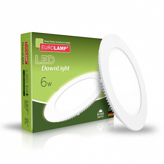 EUROLAMP LED Светильник круглый Downlight NEW 6W 4000K (40) LED-DLR-6/4