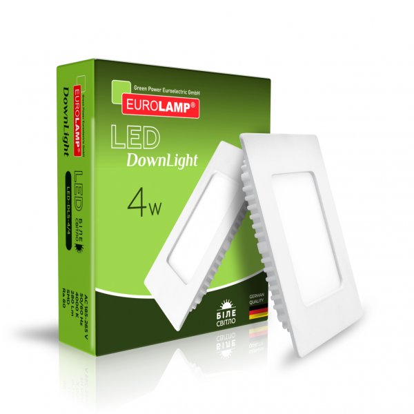 EUROLAMP LED Светильник квадратный Downlight NEW 4W 4000K (40) LED-DLS-4/4