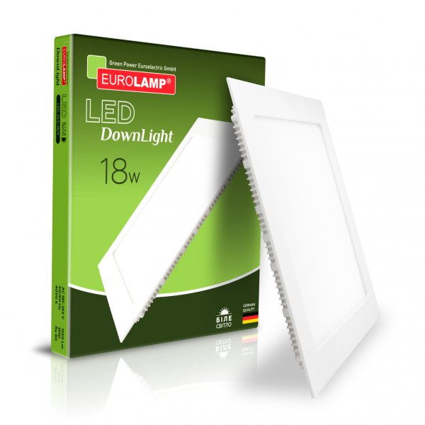 EUROLAMP LED Светильник квадратный Downlight NEW 18W 4000K (20) LED-DLS-18/4