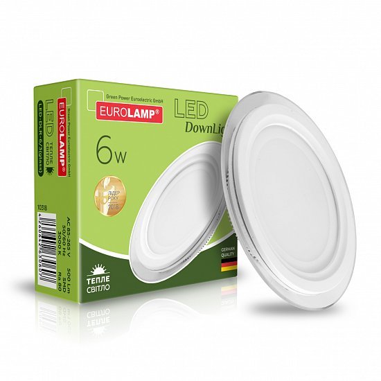 EUROLAMP LED Светильник круглый Glass Downlight 6W 3000K (50) LED-DLR-6/3(glass)