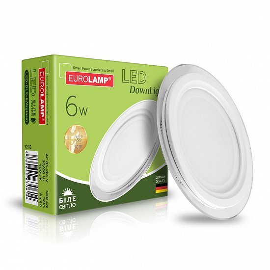 EUROLAMP LED Светильник круглый Glass Downlight 6W 4000K (50) LED-DLR-6/4(glass)