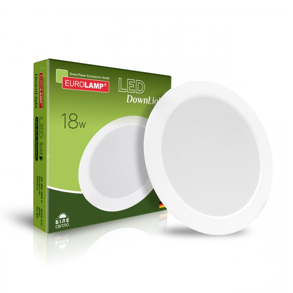 EUROLAMP LED Светильник круглый встраиваемый Downlight NEW 18W 4000K (40) LED-DLR-18/4(new)