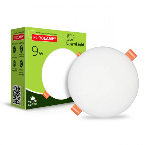 EUROLAMP LED Светильник круглый встраиваемый Downlight серия "Е" 9W 3000K (50) LED-DLR-9/3(Е)