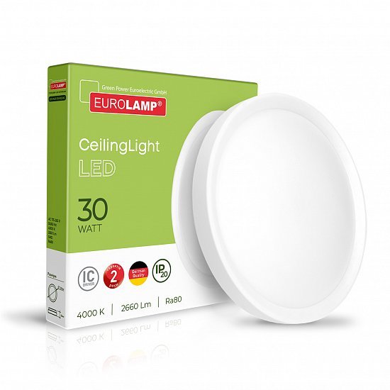 EUROLAMP LED Светильник круглый накладной Easy click 30W 4000K (20) LED-NLR-30/40(GM)