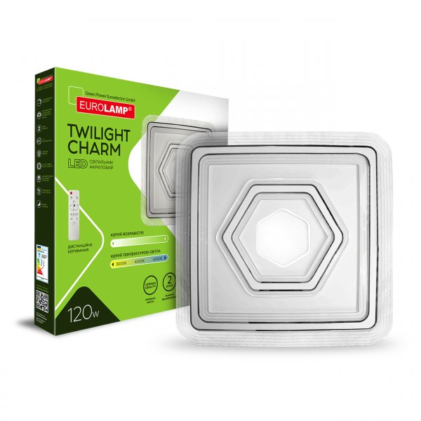 EUROLAMP LED Світильник акриловий квадратний Twilight Charm T34 120W 3000-6500K (5) LED-ALS-120W-T34