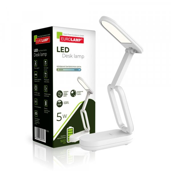 EUROLAMP LED Светильник настольный SMART 5W 6000-6500K BATTERY white (40) LED-TLB-5W(white)