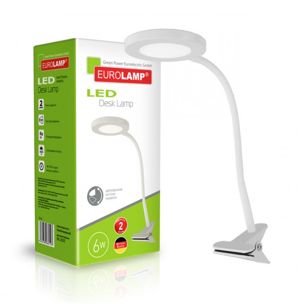 EUROLAMP LED Світильник настільний на прищіпці 6W 5000K білий (8) LED-TLP-6W(white)