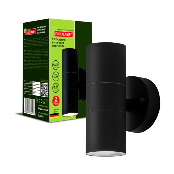 EUROLAMP Светильник уличный настенный для ламп 2xGU10 черный (40) LH-2xGU10(spot)
