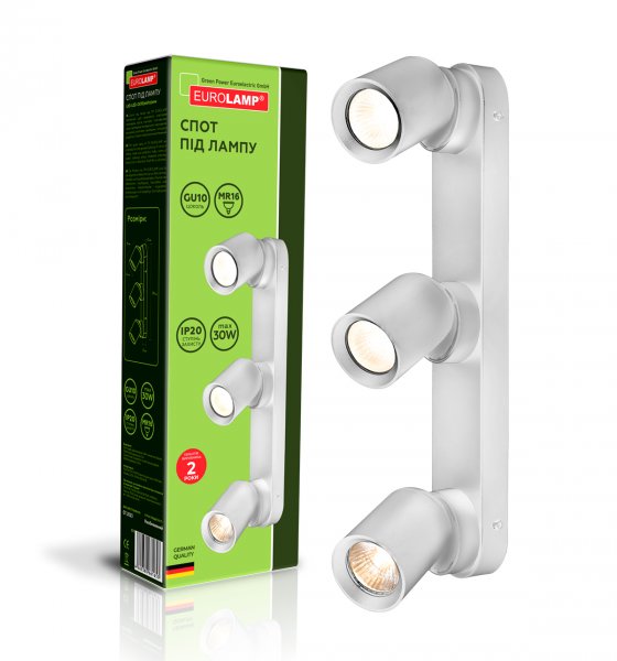 EUROLAMP LED Светильник спот для ламп LED GU10x3 белый new (12) LH3-LED-GU10(white)new