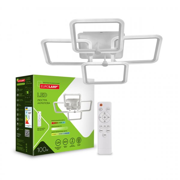EUROLAMP LED Люстра светодиодная акриловая квадратная M24 100W 3000-6500K белая (5) LED-LS-100-M24(white)