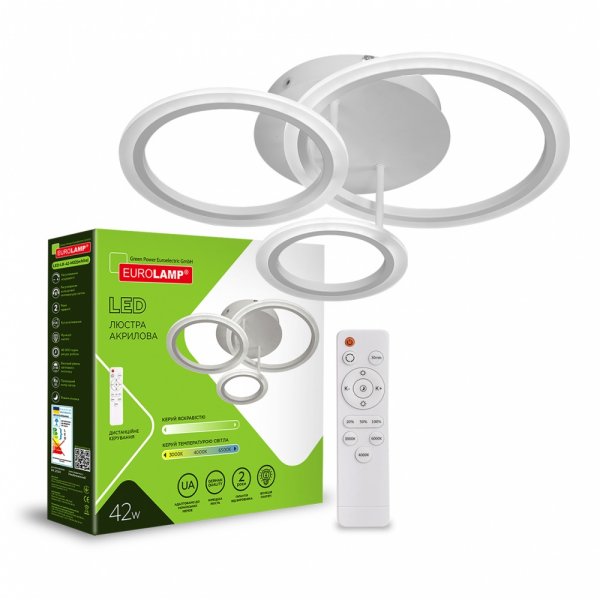 EUROLAMP LED Люстра світлодіодна акрилова кругла M22 42W 3000-6500K біла (5) LED-LR-42-M22(white)