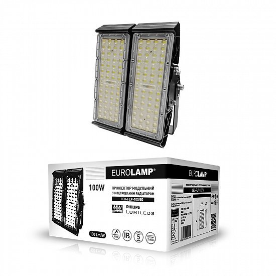 EUROLAMP LED Прожектор модульный с интегрированным радиатором 100W 5000K (1) LED-FLP-100/50