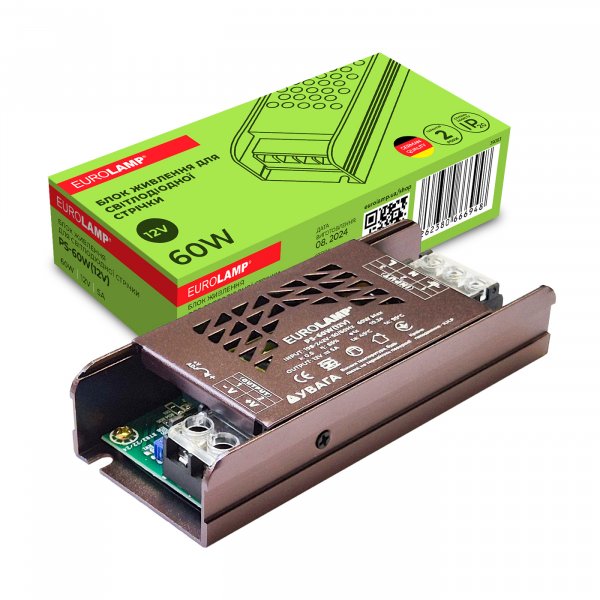EUROLAMP Блок живлення для світлодіодної стрічки 60W 12V 5A (100) PS-60W(12V)
