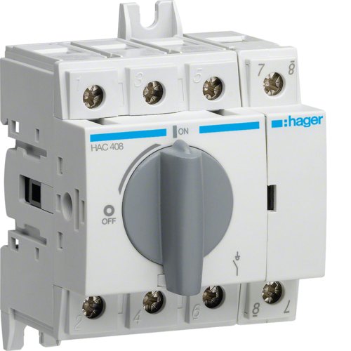 Выключатель нагрузки модульный до 35мм², 4п 80А HAC408 Hager