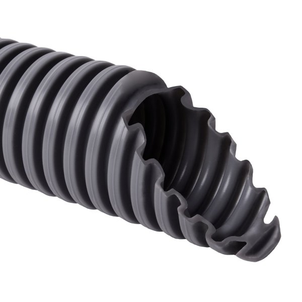 Труба гофрована електромонтажна 750N/5см безгалогенна; Ø20мм; ПП; сіра; Бухта 100 м