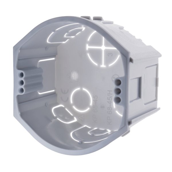 Коробка приладова неглибока в тверді стіни; з'єднуються між собою; ПВХ; сіра; Ø71х45мм