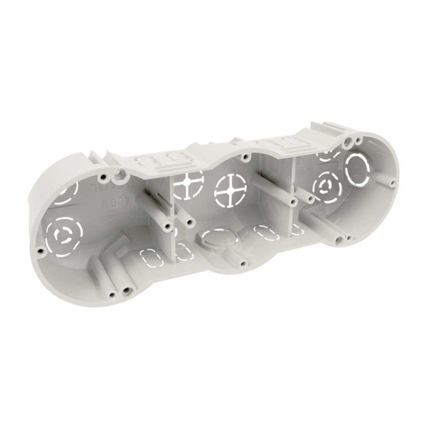 Коробка приладова в тверді стіни; потрійна; ПВХ; сіра; 213х70х45мм