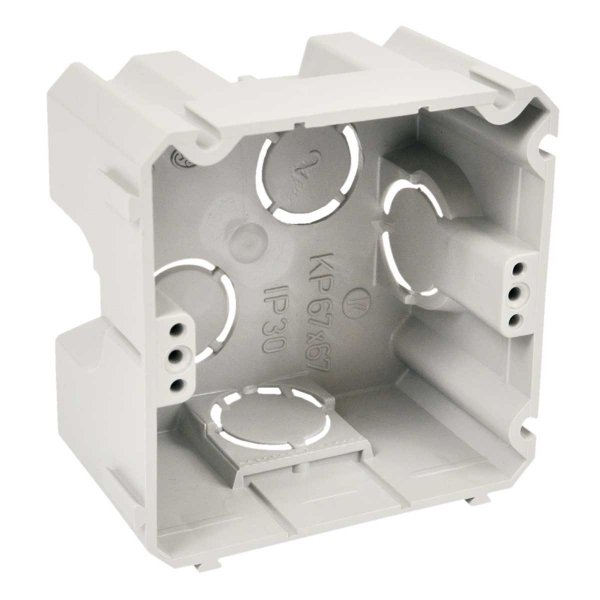 Коробка приборная в твердой стене; соединяются между собой; ПВХ; серая; 71х71х42мм