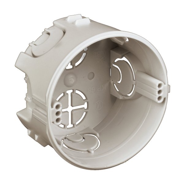 Коробка приборная в твердой стене; соединяются между собой; ПВХ; серая; Ø74х43мм