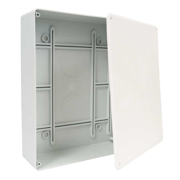 Коробка розподільча в тверді стіни; з кришкою; ПВХ; сіра; 255х205х68мм