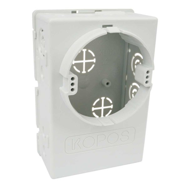 Коробка універсальна в тверді стіни з великим внутрішнім об'ємом; ПВХ; сіра; Ø73,90х132х57мм