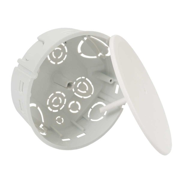 Коробка распределительная в твердой стене; с крышкой; ПВХ; серая; Ø103х50мм