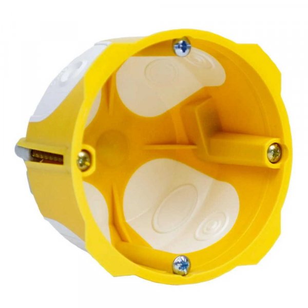 Коробка приладова в пустотілі стіни; з еластичними вводами; ПВХ; жовта; Ø68х40мм