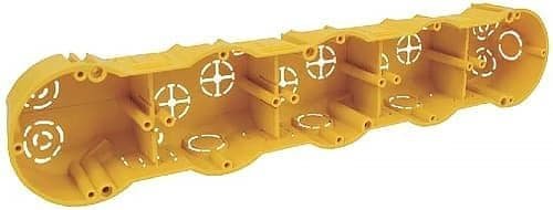 Коробка приборная в пустотелой стене; пятикратная; с эластичными вводами; ПВХ; желтая; 351х68х50мм