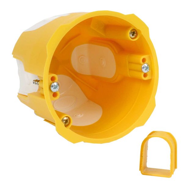 Коробка универсальная в пустотелой стене; с эластичными вводами; ПВХ; желтая; Ø70х70мм