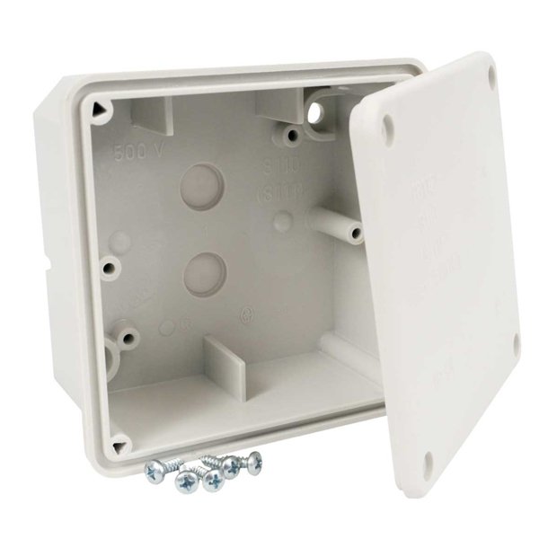 Коробка, IP 54 без вводів для зовнішнього монтажу; розміри 117х117х58мм, свiтло-сiра