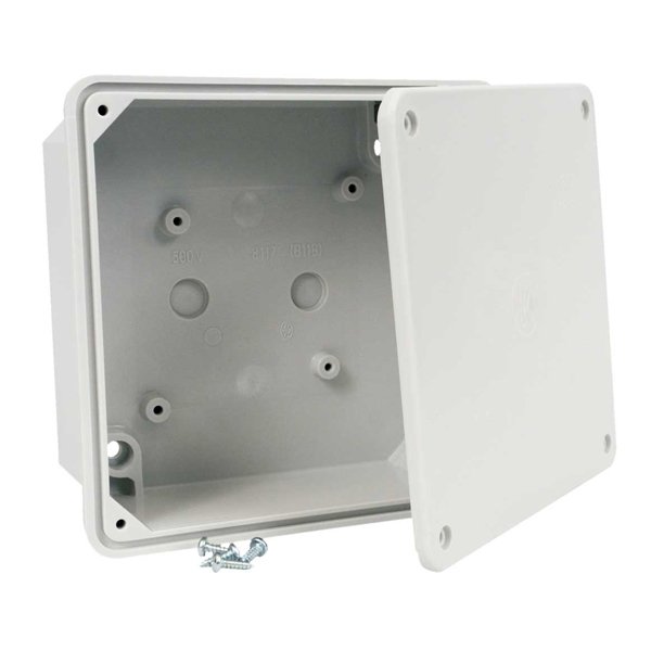 Коробка, IP 54 без вводов для наружного монтажа; размеры 165х165х70мм, светло-серая