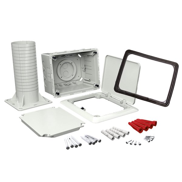 Коробка універсальна з відкидною кришкою та тубусом (використовується при термоізоляції фасадів); Полікарбонат; 170х210х330мм