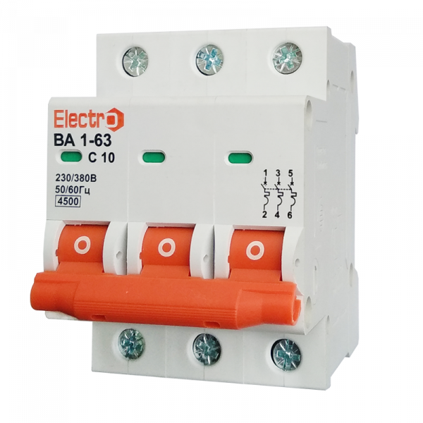 Автоматический выключатель ВА 1-63 4,5kA 10A 3P С Electro