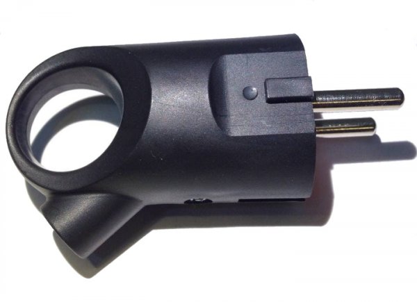 Вилка з кільцем з заземленням каучук Чорна/Червона NX2002