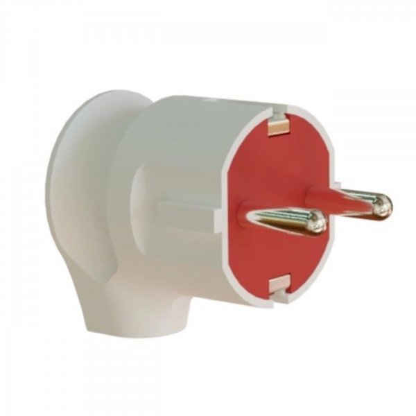 Вилка кутова з заземленням звичайна Біла / Чорна NX1004