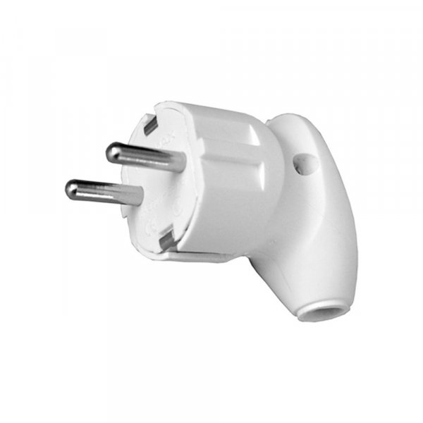 Вилка угловая с заземлением Белая/Чёрная NX1005