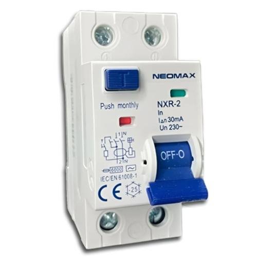 ПЗВ 2Р (двухполюсное) 25А 6,0кА 300мА 230V NEOMAX NXR2-300-025