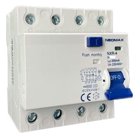 ПЗВ 4Р (четырехполюсное) 25А 6,0кА 300мА 230V NEOMAX NXR4-300-025