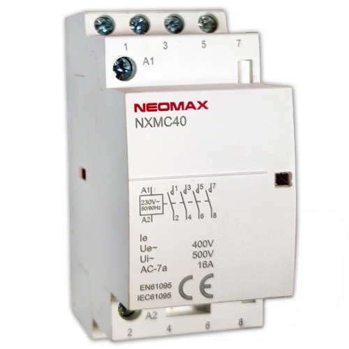 Модульний магнітний контактор (чотирьохполюсний) 50А 4NO 230V NEOMAX NXMC4050