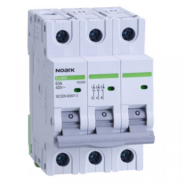 Ex9BI 3P 63A Выключатель нагрузки, ширина 3 DIN, 3 полюса, 63A 102392