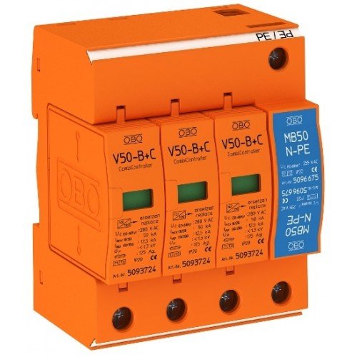 Обмежувач перенапруг OBO Bettermann (5093654) Тип I+II V50-B+C 3+NPE