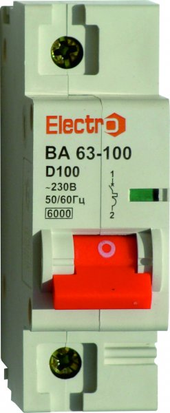 Автоматичний вимикач ВА 63-100 6kA 80A 1P D Electro