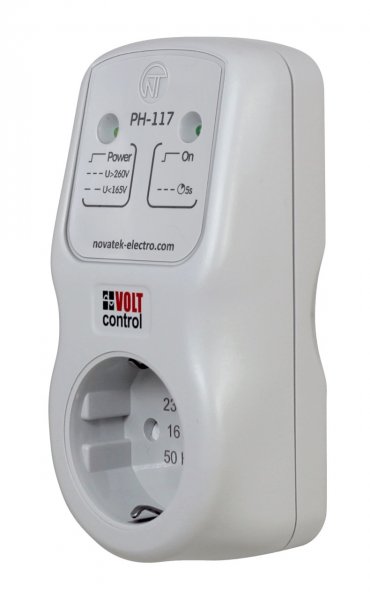 Реле напряжения в розетку РН-117 Novatek-Electro