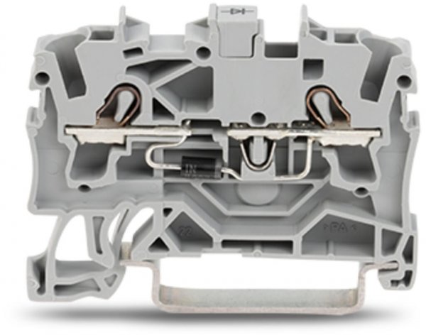 Диодная клемма Wago 2002-1211/1000-410 с диодом 1N4007 (анод слева) 2,5 мм² (серая)