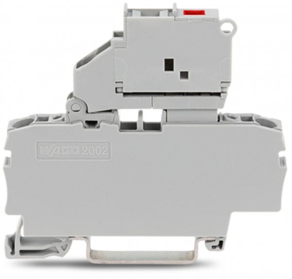 Клемма Wago 2002-1611/1000-836 с разъединителем с индикацией предохранителя 5х20 мм 230В 6,3А (серая)