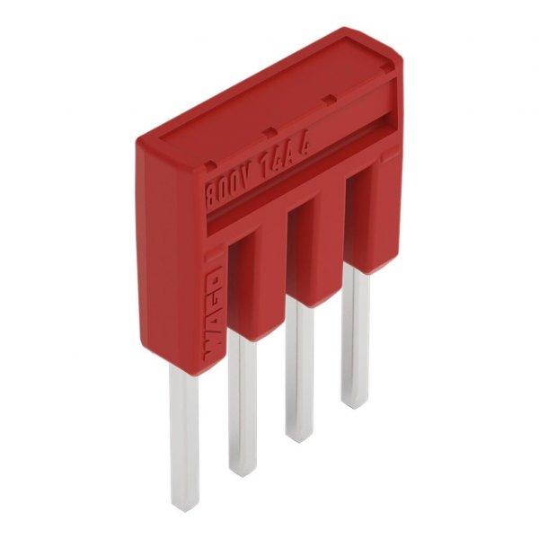 Ізольована гребінчаста перемичка Wago 2000-404/000-005 на 4 контактів 14А (червона)
