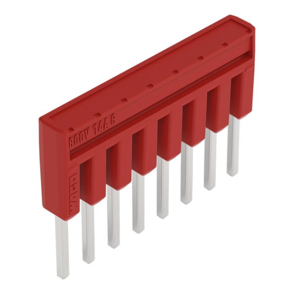 Ізольована гребінчаста перемичка Wago 2000-408/000-005 на 8 контактів 14А (червона)