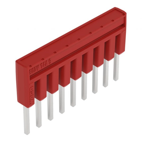 Ізольована гребінчаста перемичка Wago 2000-409/000-005 на 9 контактів 14А (червона)