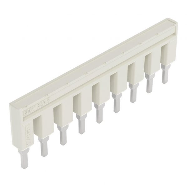 Изолированная гребенчатая перемычка Wago 2004-409 на 9 контактов 32 А (светло-серая)